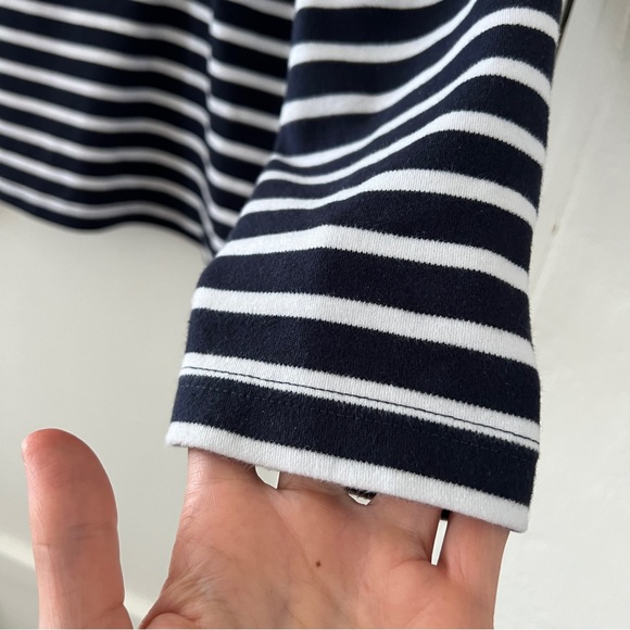 Breizh Ocean women’s XL cotton blue white stripe sailor long sleeve shirt tee - Picture 6 of 10